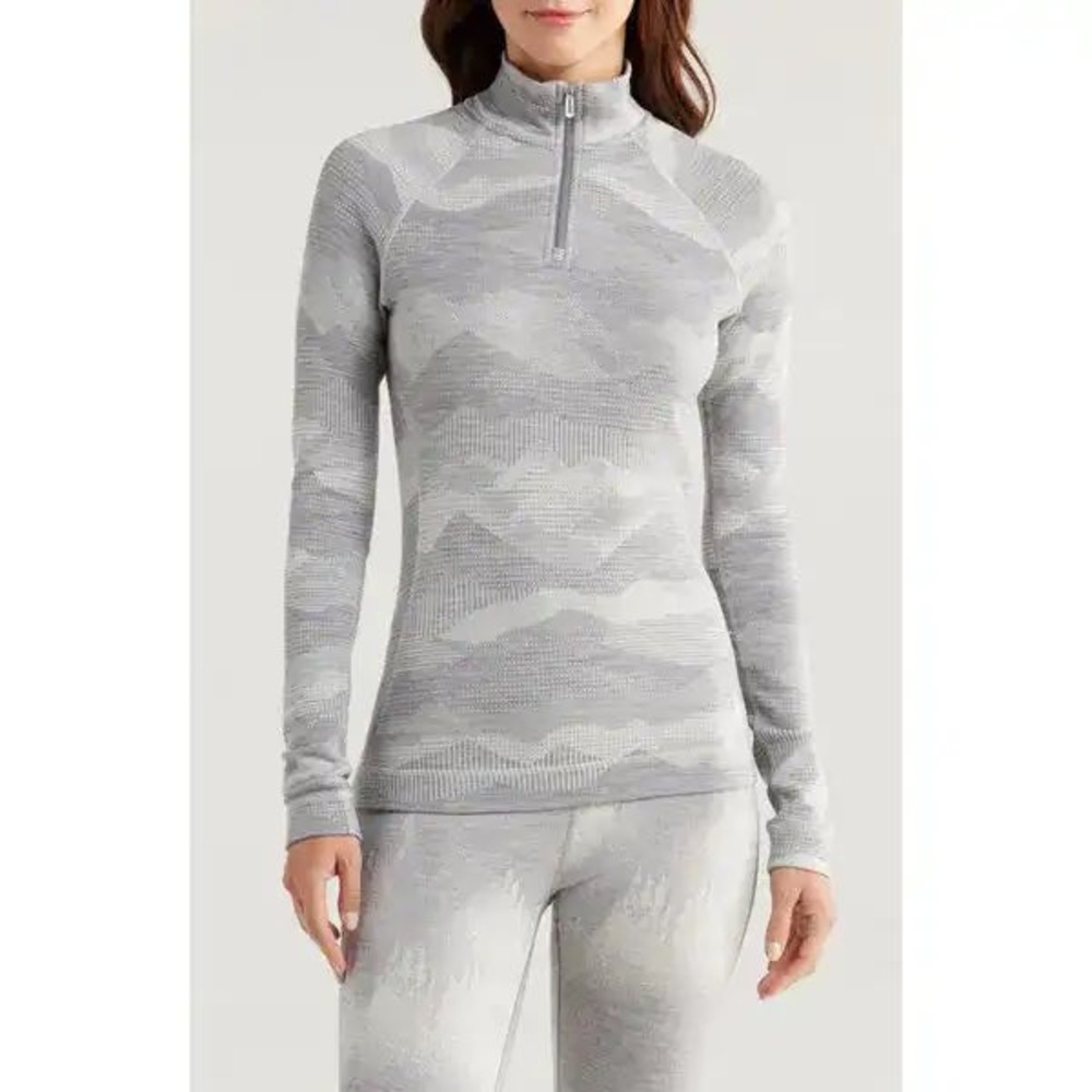 Smartwool Merino 250 Base Layer 1/4 Zip Grey Mountain Pattern XL Base Layer Top